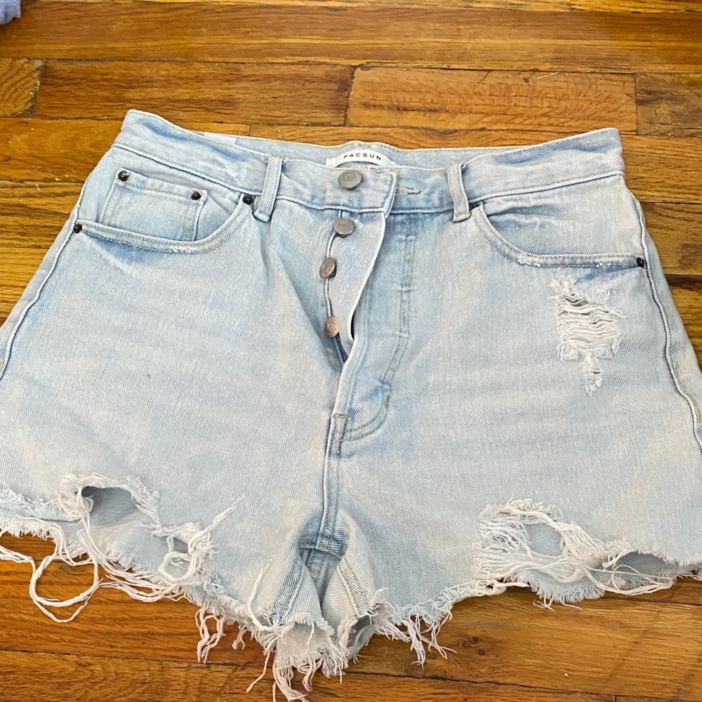 PacSun Distressed Light Blue Jean Shorts